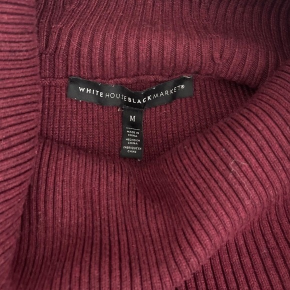 White House Black Market Burgundy Cowl Neck Belted Sweater Dress Size M - Picture 4 of 8